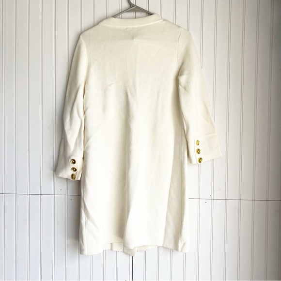 J. Mclaughlin Size S Ivory Cream Gold Buttons Long Sleeve Long Cardigan Coatigan - Picture 2 of 6